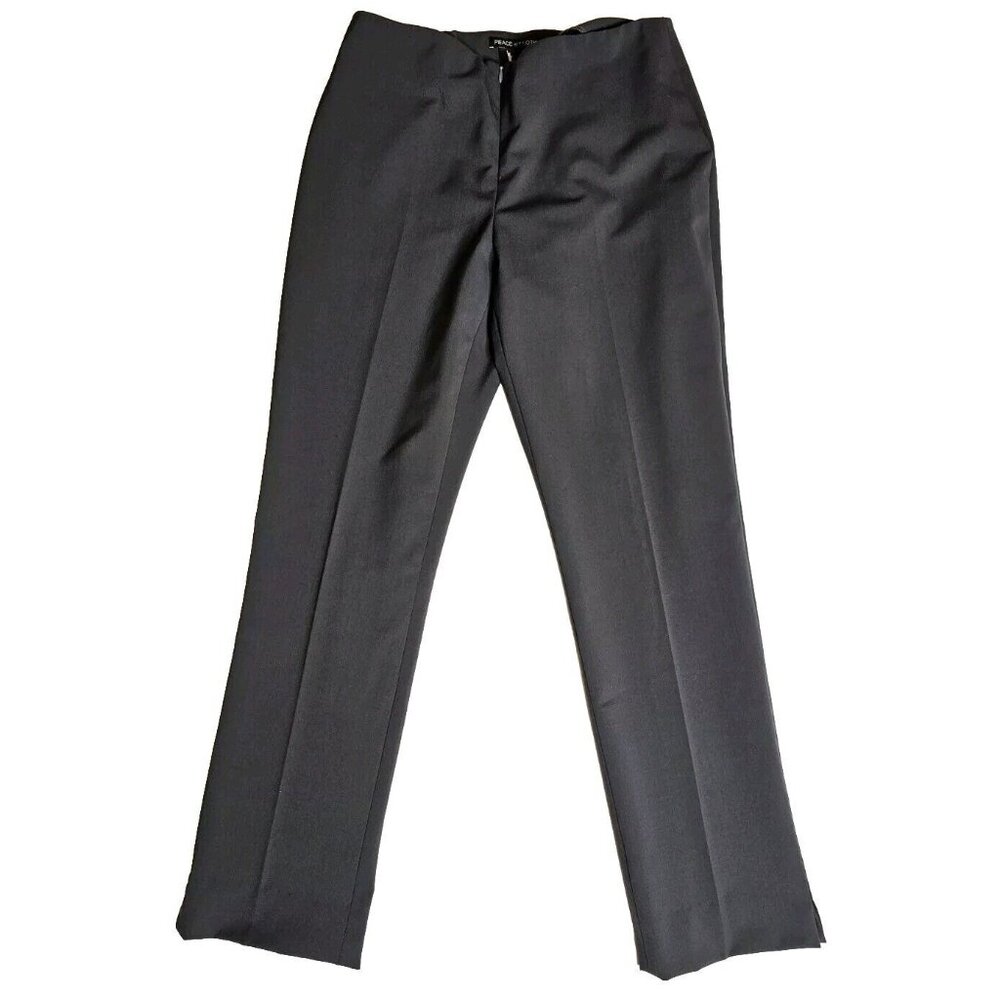 Peace Of Cloth Straight Leg Flat Front Black Career Casual Pants Women's Sz 4